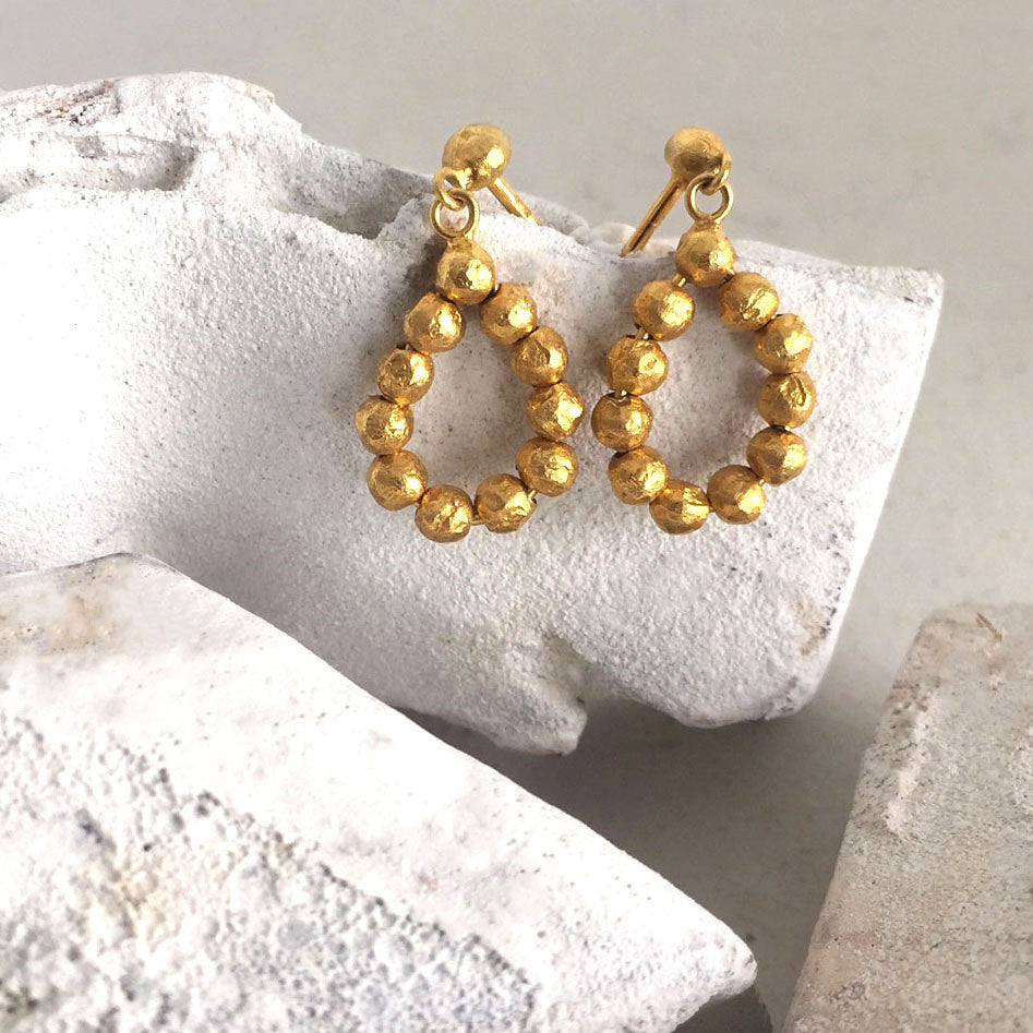 Oval Gold Nuggets Earrings